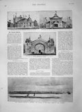 Old Antique Print 1892 Royal Yacht Port Victoria Theatre Vienna Concert 19th