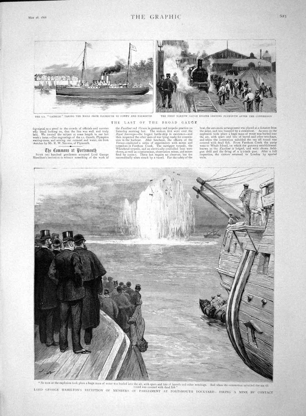 Old Antique Print 1892 Lord George Hamilton Parliament Portsmouth Railway 19th