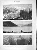 Original Old Antique Print 1892 Canada Rocky Mountains Glacier Selkirks 19th