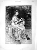 Old Antique Print 1892 Humpty Dumpty Young Girl Sitting Wall Knowles Art 19th