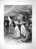 Original Old Antique Print 1892 Channel Ships Cadiz Spanish Ladies Sevillan 19th