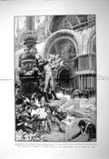 Original Old Antique Print 1892 Cathedral St. Mark Venice Italy French Siers