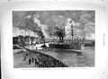 Original Old Antique Print 1892 Atlantic S.S. Ship Bourgogne French Liner 19th