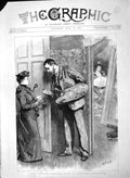 Old Antique Print 1892 Lady Canvasser Soliciting Votes Artist Man House 19th