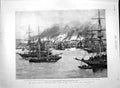 Original Old Antique Print 1892 Fire Newfoundland Ships Conflag 19th