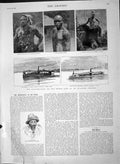 Old Antique Print 1892 Ndombi Chief Mokandaycka Native Langa Peace Boat 19th