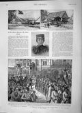 Original Old Antique Print 1892 Cholera Petersburg Spasski Church King Paul