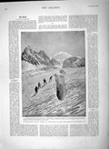 Old Antique Print 1892 Holidays Switzerland Crevasse Dauphine Alps Rocks 19th