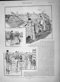 Original Old Antique Print 1892 Holidays Belgium Blankenberghe Fishing Bathing