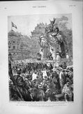 Old Antique Print 1892 Car Chant Du Depart Cercle Militaire France Paris 19th