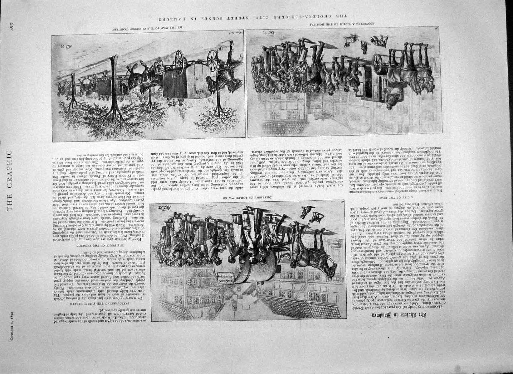 Original Old Antique Print 1892 Cholera Hamburg Germany Duke Sutherland Walton