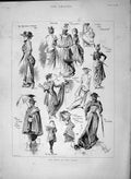 Original Old Antique Print 1892 Ladies Fashion Umbrella Coats Dresses Victorian