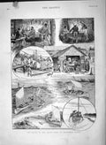 Original Old Antique Print 1892 Cruise Dusky Maid Manitoban Waters Sea Boat