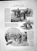 Original Old Antique Print 1892 War Cossack Camp Mounted Grenadier Russo-German