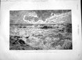 Original Old Antique Print 1892 Stormy Sea Waves Einsamor Strand Bartels 19th