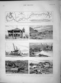 Original Old Antique Print 1892 Panama Canal Cacaracha Planlocks Columbus Colon