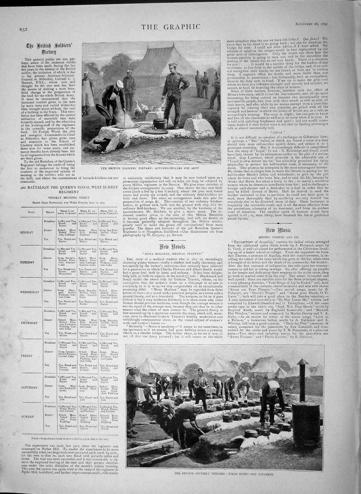 Original Old Antique Print 1892 British Siers Kitchen-Boilers Field Ovens War
