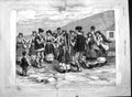 Antique Old Print *3565 1892 Saint'S Day Balkan Village Peasants Dancing Hora