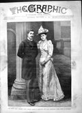 Original Old Antique Print 1892 Royal Wedding Princess Marie Ferdinand R 19th