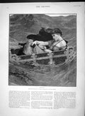Original Old Antique Print 1893 Danae Mother Baby Cradle Sea Batten Fine Art