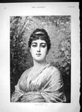 Original Old Antique Print 1893 Portrait Beautiful Woman Julia Sichel Victorian