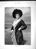 Original Old Antique Print 1893 Portrait Beautiful Lady Trysting-Place 19th