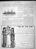 Original Old Antique Print 1893 Anchor Line Ship Trinacria Cape Villano Tea 19th