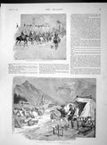 Old Antique Print 1893 Mountain Battery French Artillery Jager Corps War 19th