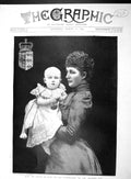 Old Antique Print 1893 Portrait Princess Wales Baby Lady Alexandra Duff 19th
