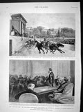 Original Old Antique Print 1893 Carnival Rome Chariot Popolo Ireland Churchill