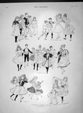 Original Old Antique Print 1893 Parisian Dancing Lessons Children Victorian