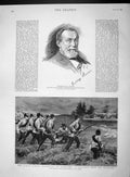 Original Old Antique Print 1893 Professor Rudolf Virchow Aldershot Vol Victorian