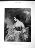 Original Old Antique Print 1893 Portrait Kitty Fisher Beautiful Woman Victorian