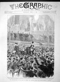 Original Old Antique Print 1893 Balfour Ireland Railway Belfast Demonstrations