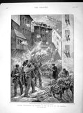Old Antique Print 1893 Easter Corsica Feu De Joie Street Shooting Scene 19th