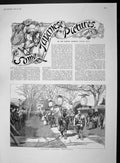 Old Antique Print 1893 Japan Funeral Ducks Hunting Dai-Butsu Osaka Soshi 19th
