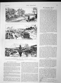 Old Antique Print 1893 Panama Canal Steam-Dredger Juan River Railway Line 19th