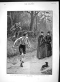 Original Old Antique Print 1893 Hares Hunting Man Laying Trail Hounds Sp 19th