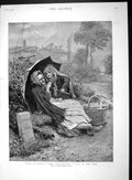 Original Old Antique Print 1893 Lady Young Girl Going To Market Nail Shoe 19th