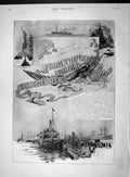 Original Old Antique Print 1893 Ship Majestic Mersey New York Harbour Emigrants