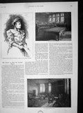 Old Antique Print 1893 Madame Albani Anthem Fellows Billiard Smoking Room 19th
