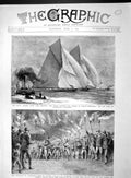 Original Old Antique Print 1893 Thames Yacht Club Britannia Ulster Bishop Derry