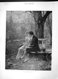 Original Old Antique Print 1893 Trysitng-Tree Man Lady Romance Koch Fine Art