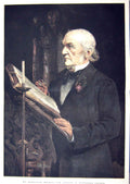 Original Old Antique Print 1893 Portrait Mr. Gladstone Lessons Hawarden Church