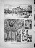 Original Old Antique Print 1893 Kensington Palace William Mary Princess Louise