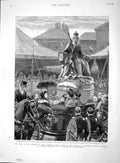 Original Old Antique Print 1893 Queen Unveiling Statue Princess Louise Ken 19th