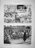 Old Antique Print 1893 King Denmark Guildhall Riots Paris Germaine France 19th