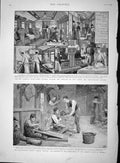 Old Antique Print 1893 Philanthropic Festival Redhill Train Dining Saloon 19th