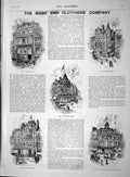 Original Old Antique Print 1893 West End Clothiers Company Oxford Street Strand