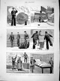 Original Old Antique Print 1893 Navy Manoeuvres Target Practice Man-Of-War Ship